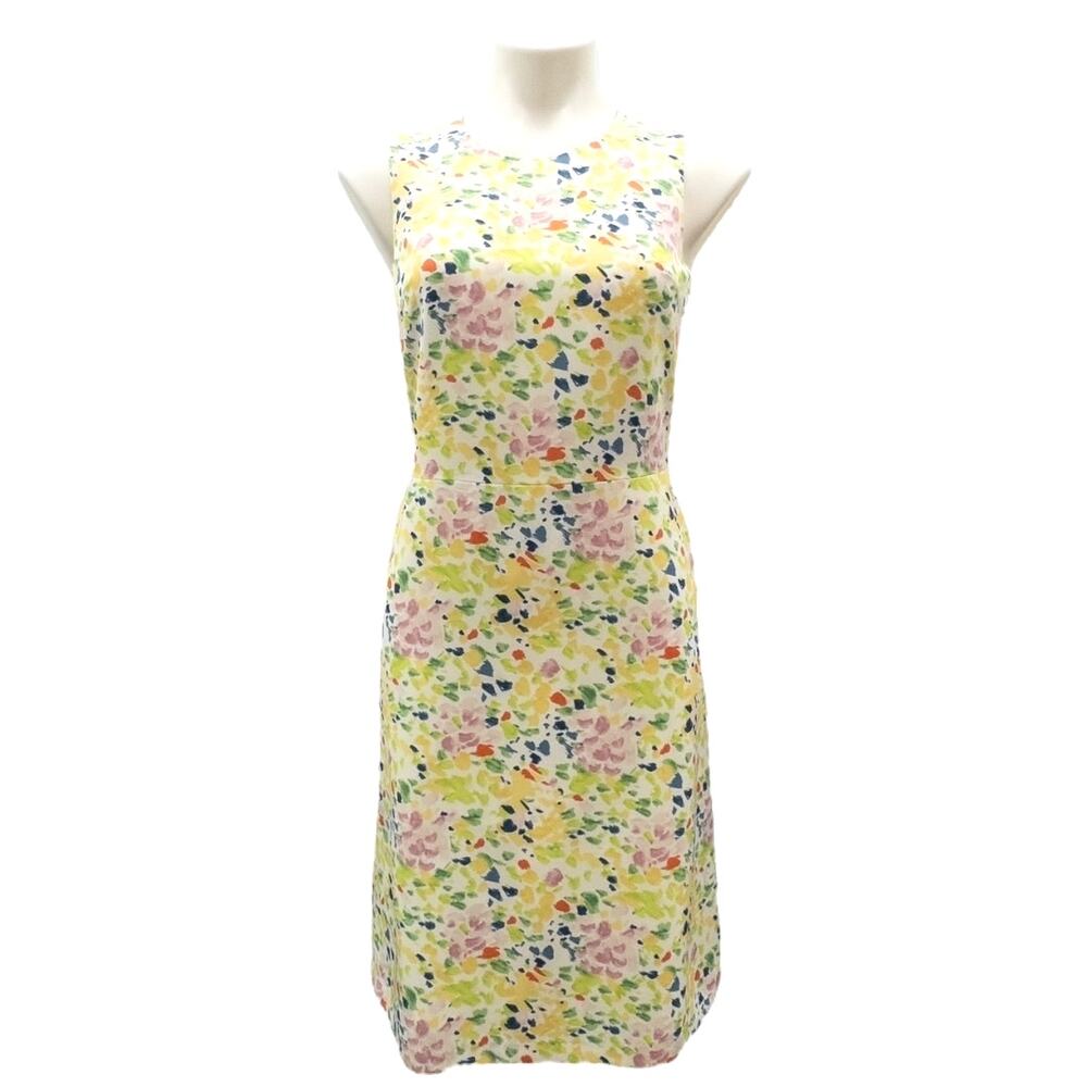 agnes b. Paris Watercolor Floral Print Midi Dress Women's Size 38 / US 6 Fitted